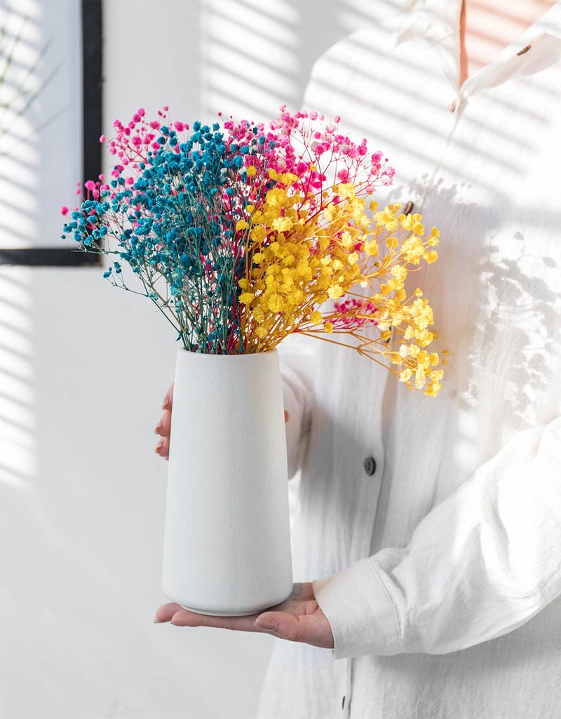 HUBUISH Ceramic Vase - Flower Vase Minimalism Style for Modern Table Shelf Home Decor  Fit for Fireplace Bedroom Kitchen Living Room Centerpieces Office Desk (Solid White  Big) - Image 3